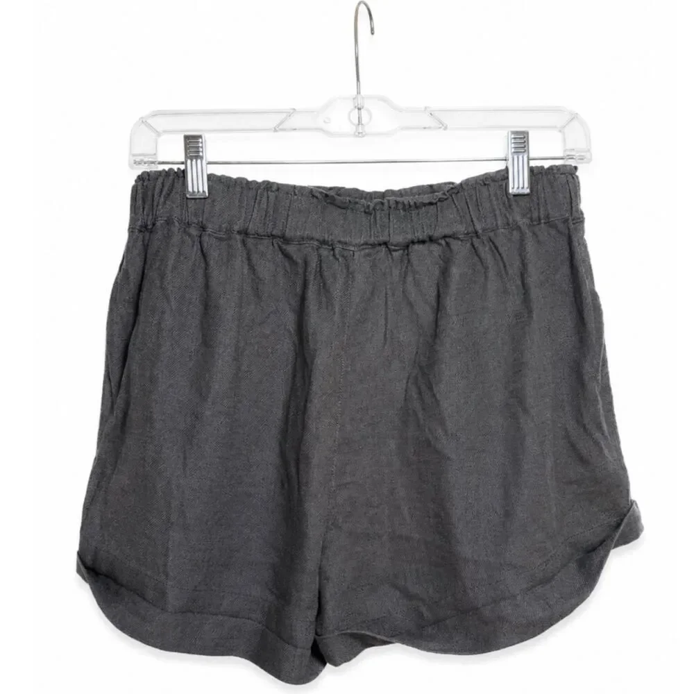 NWT BLANKNYC Gray Linen Blend Paperbag Waist Shorts Women's Small Casual Summer